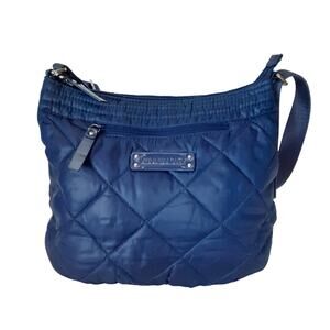 Vera Bradley Puffy Quilted Crossbody Navy Blue Bucket Bag Water Resistant Retro